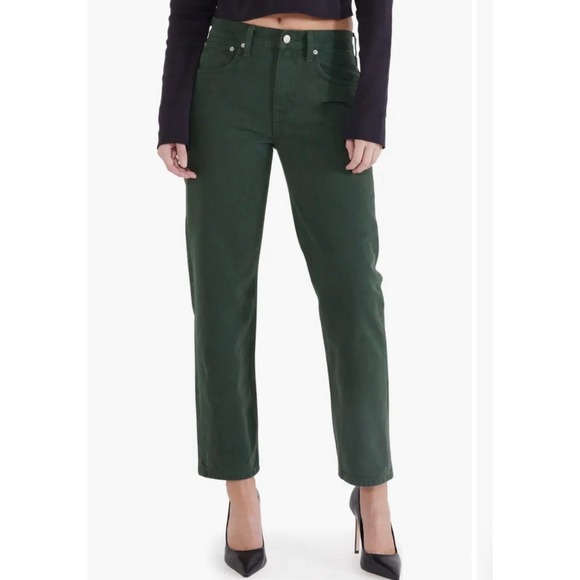 Etica Women's 28 (32x27) Rhea Mid Rise Straight Ankle Jeans Mountain‎ View Green